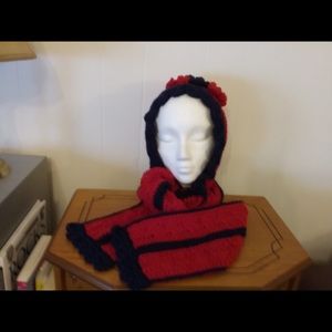 Hood with attached scarf